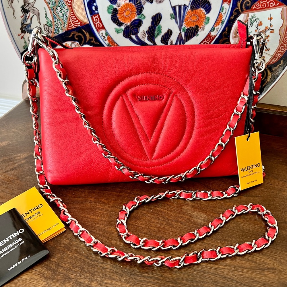 Valentino red leather crossbody bag